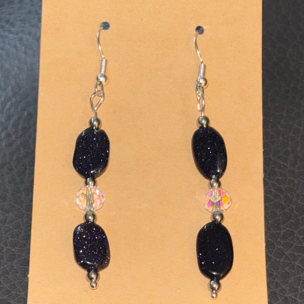 Sparkling Handmade Blue Goldstone Earrings